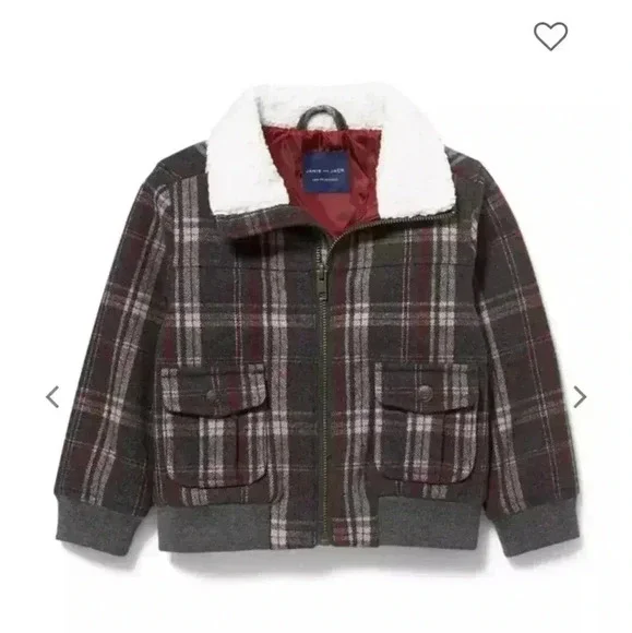 🌟 NWT Janie and Jack plaid sherpa collar bomber jacket 18-24m - Picture 3 of 7